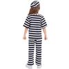 Pinse Kids' Unisex Black & White Striped Prisoner Costume