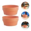 6Pcs Decorative Plastic Flower Pots Imitation Clay Finish Round Drainage Planters for Succulents Indoor Outdoor Garden Balcony