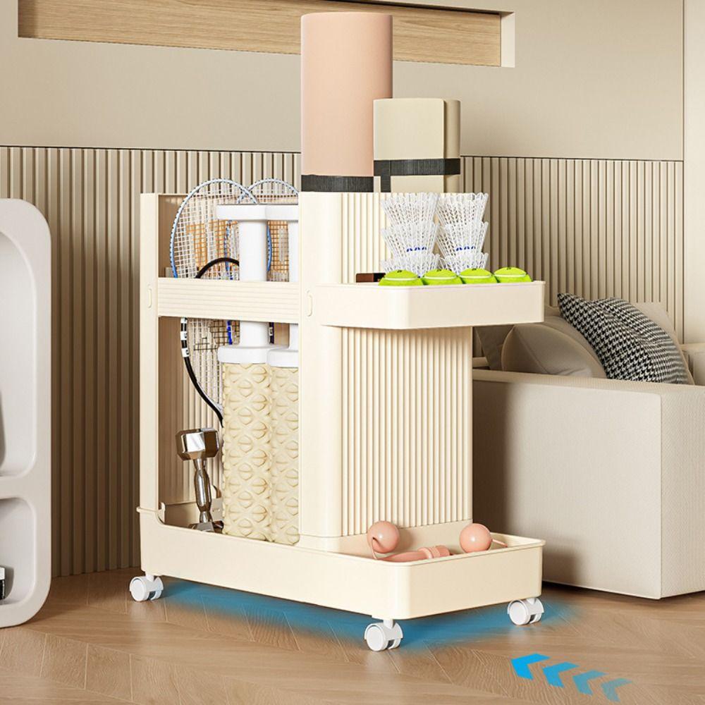 Multifunctional Sports Equipment Storage Rack with Wheels Sports Tools Organizer  Fitness Equipment