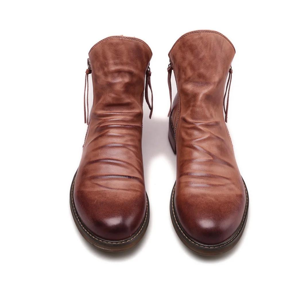 Men's Pu Boots 2024 Fashion Chelsea Boots Men's Comfortable High Top Zipper Boot Non-slip Flat Boots Men's Boot Cowboy Shoes