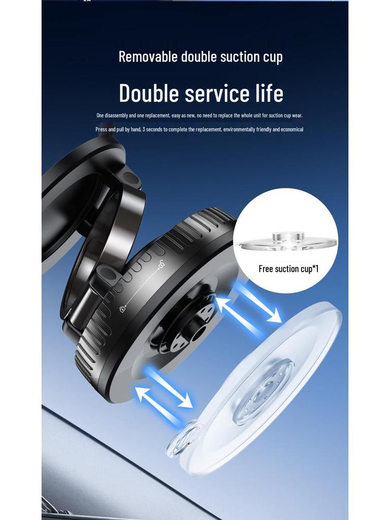 Vacuum Car Phone Holder: Foldable Magnetic Dashboard Mount for Navigation