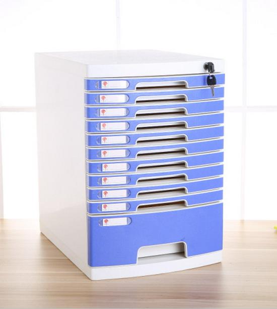 4-Drawer Lockable Plastic Office File Cabinet, Thickened Storage Box