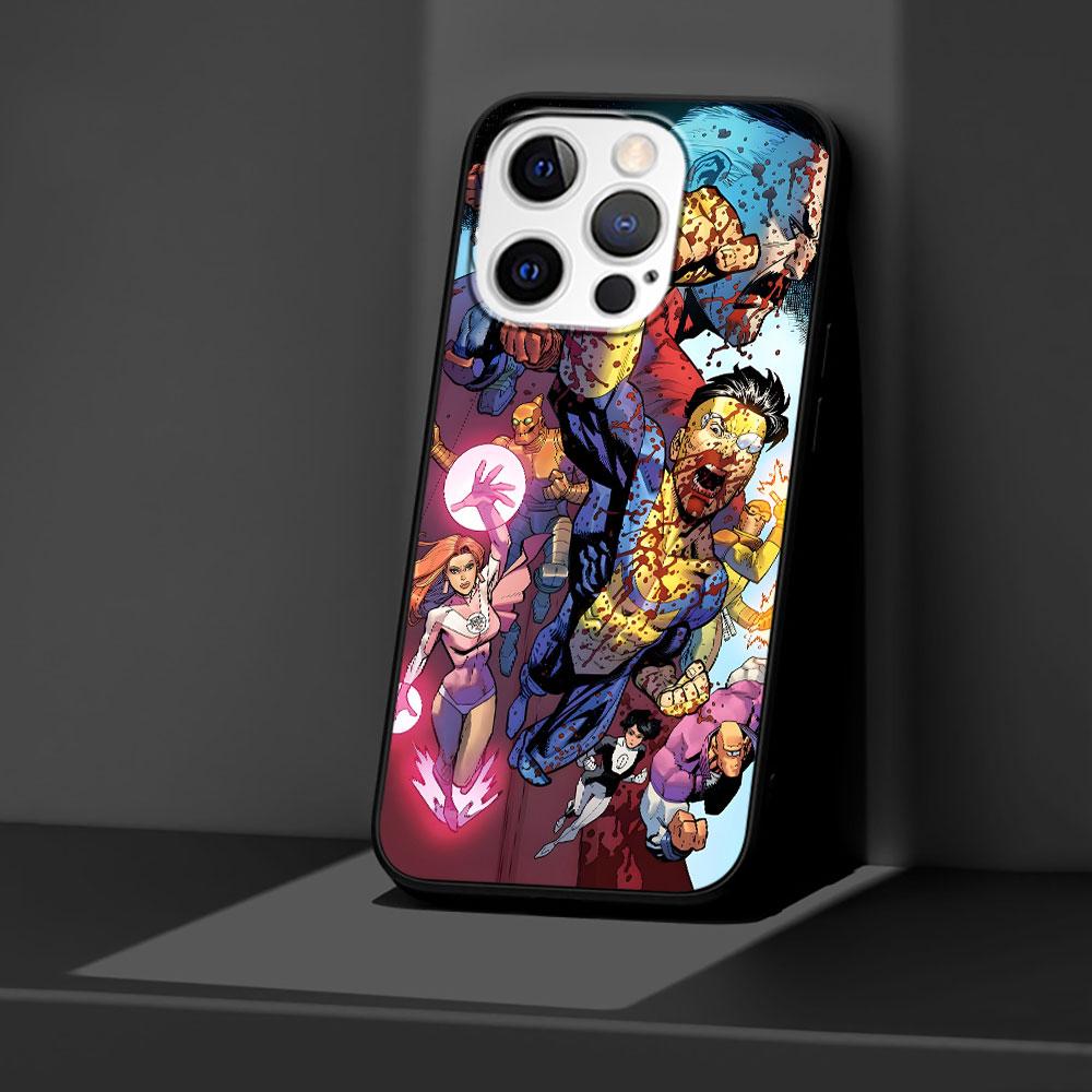 Invincible Case for Apple iPhone 14 11 16 Plus X XS 13 12 Mini XR 15 Pro Max Silicone Black Soft Phone Cover