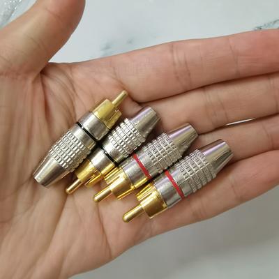 RCA samec Zlatý Audio Video Zamykací Kabelový konektor rca ne Bezpájecí adaptér Pájení Převodník