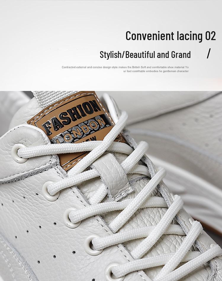 Chaussures de skate homme automne 2025 en cuir respirant - Baskets décontractées à lacets polyvalentes