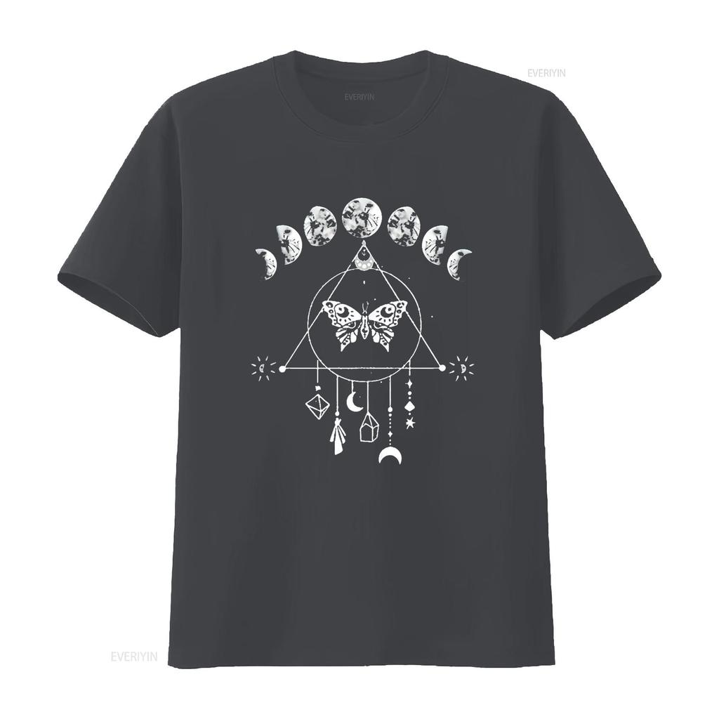 Celestial Moon Phase Moth Crystals Stars Vintage D Cute Tops for Women T Shirt with Bold Prints Vintage Washed Stretched