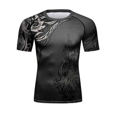 ORBU Kompressions-Kurzarm-Gym mit bedrucktem Power-Stretch und Unterhemd für Fitness und Training 1 Herren-T-Shirt Stoff, Atmungsaktiv, Schnelltrocknend,
