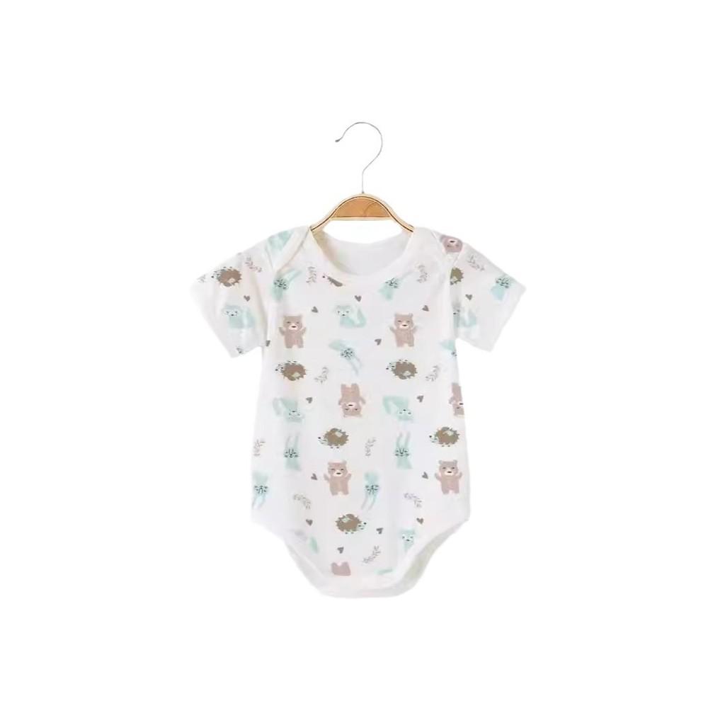 Dinosaur Moon Rabbit Flower Bear Print Baby Summer Cotton Short Sleeve Romper With Breathable Mesh For Toddler Boys Girls