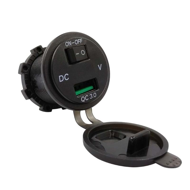 Quick Charge 3.0 USB Car Charger Socket LED Voltmeter Switch For Car Marine ATV