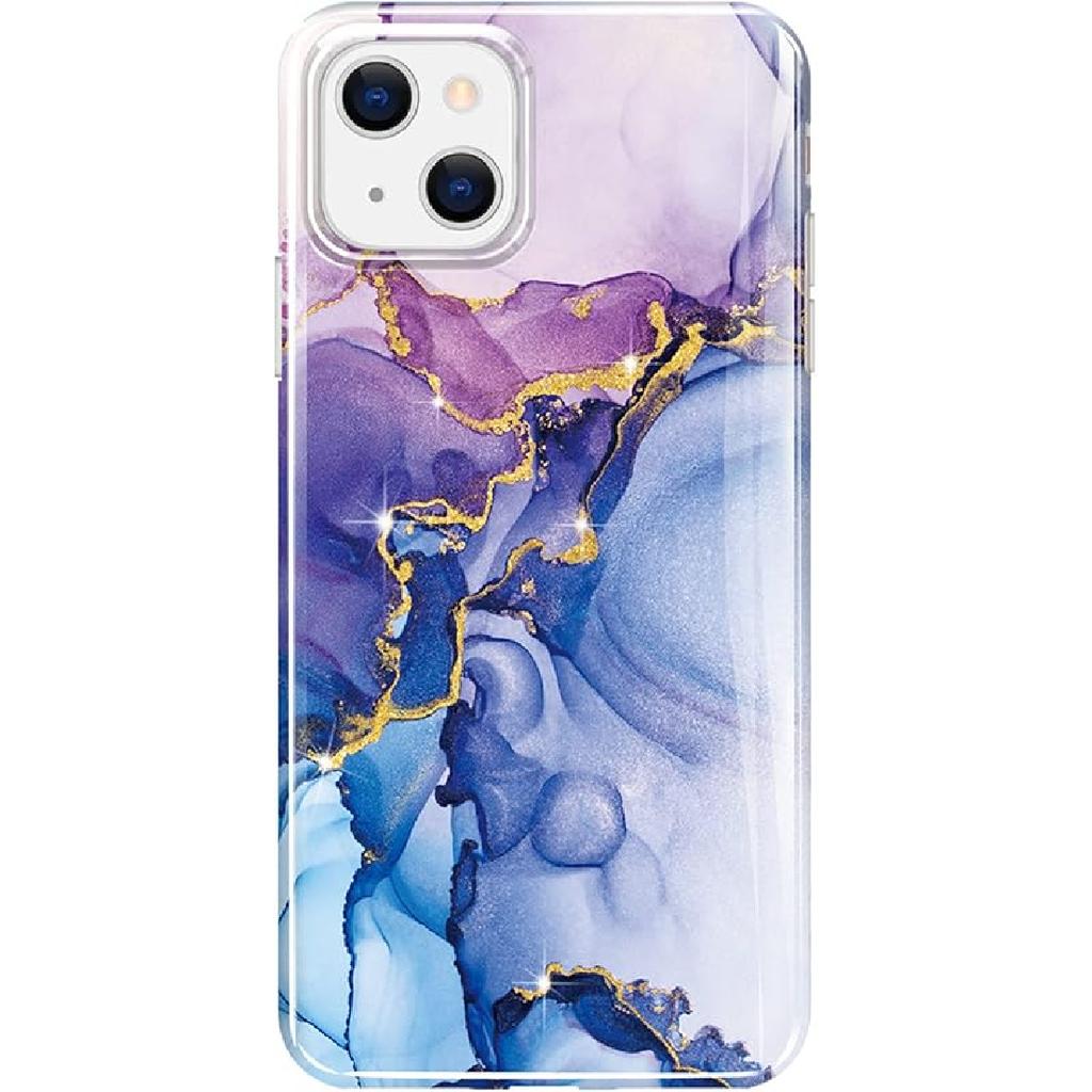 luolnh Compatible with iPhone 13 Case Marble Design Shockproof Slim Soft Silicone Bumper Cover Phone Case for iPhone 13 6.1 Inch(Abstract Purple
