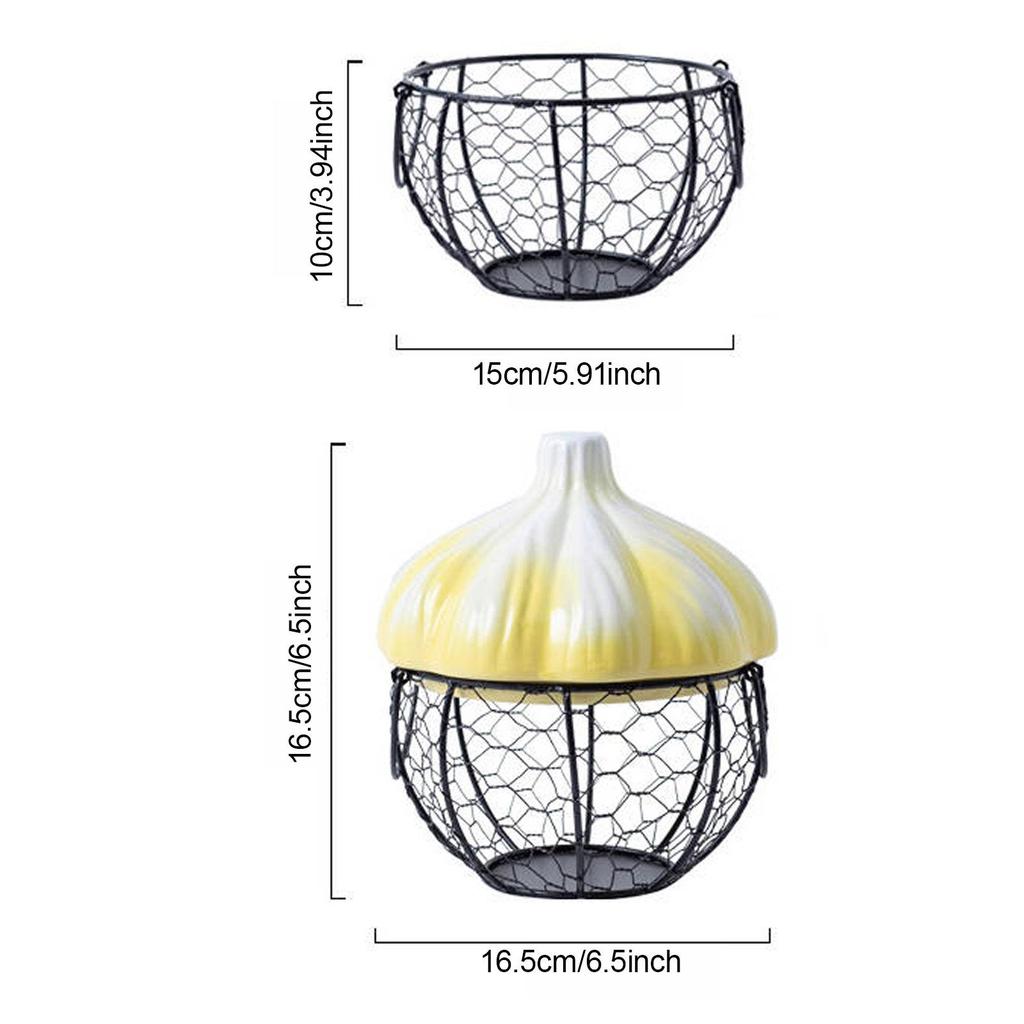 Kitchen Supplies Ceramic Holder Fruit Basket for Garlic Ginger Egg Storage Basket Farmhouse Decor