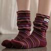 Korean Trendy Color Block Striped Flared Mid-Calf Slimming Slouch Socks for Autumn and Winter
