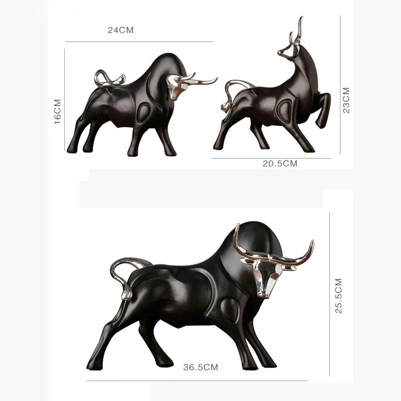 Nordic Red Black and Gold Cow Sculpture Resin Crafts Simulate Animal Statues Living Room Bookcase Office Accessories Home Decor