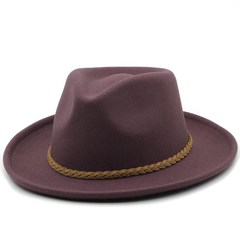 Autumn and Winter Women's New Upturned Hat Fashion Wool Jazz Hat British Style Top Hat