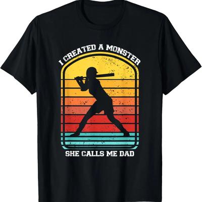 Ik Heb Een Monster Gemaakt Ze Noemen Me Papa Baseball Softball Liefhebber T-Shirt