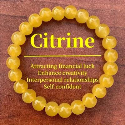 Citrine Natural Stone Bead Handmade Elastic Bracelet