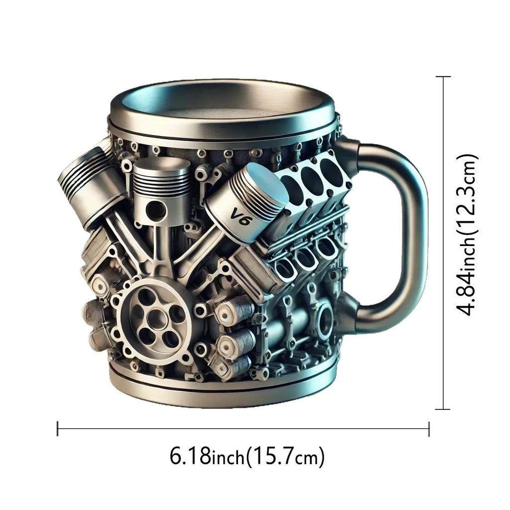 Personalized Stainless Steel Mug - V8 & V6 Engine Design Coffee Mugs,Bar decoration beer mug,Perfect Gift For Car Enthusiasts