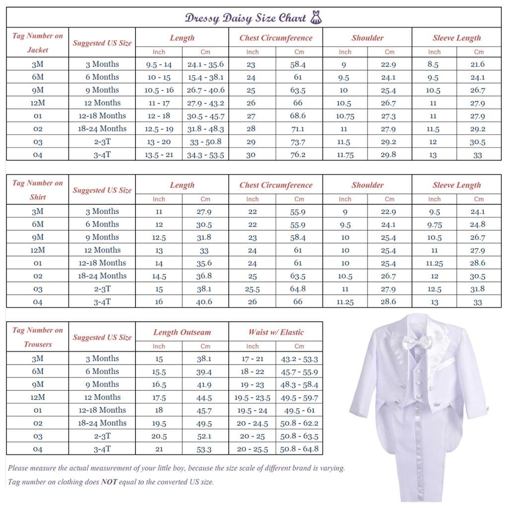 Dressy Daisy Baby Boys Formal Long Perfect for School Entrance Baby Shrine and Size 9 White Suit, Sleeve, 5-Piece Set, Ceremonies, Weddings, Showers,