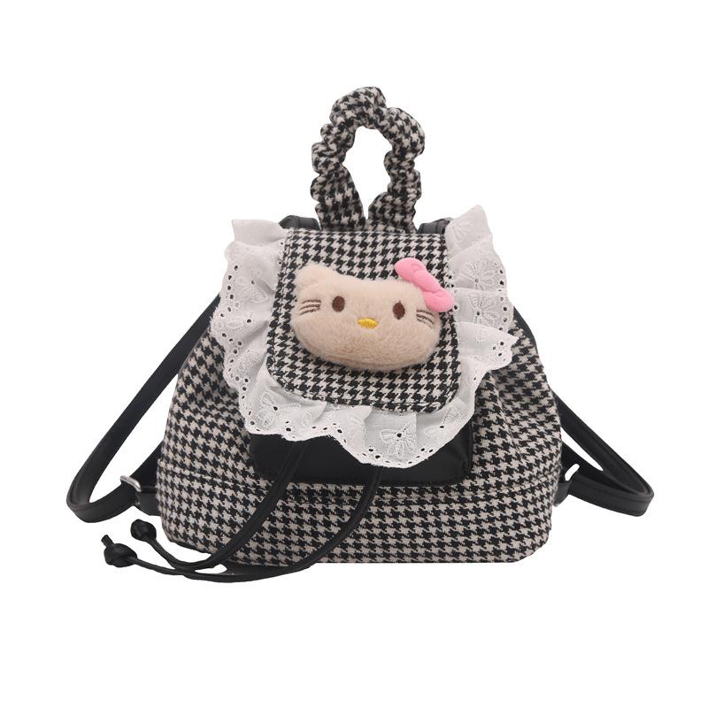 Cartoon Cute Kitten Boys And Girls Backpack Foreign Plaid Baby Schoolbag Children'S Backpack Tide