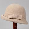 High-End Curled Woolen Top Hat Women'S French Retro Bow Bucket Hat Elegant And Noble Thousand Gold Wind Hat Winter
