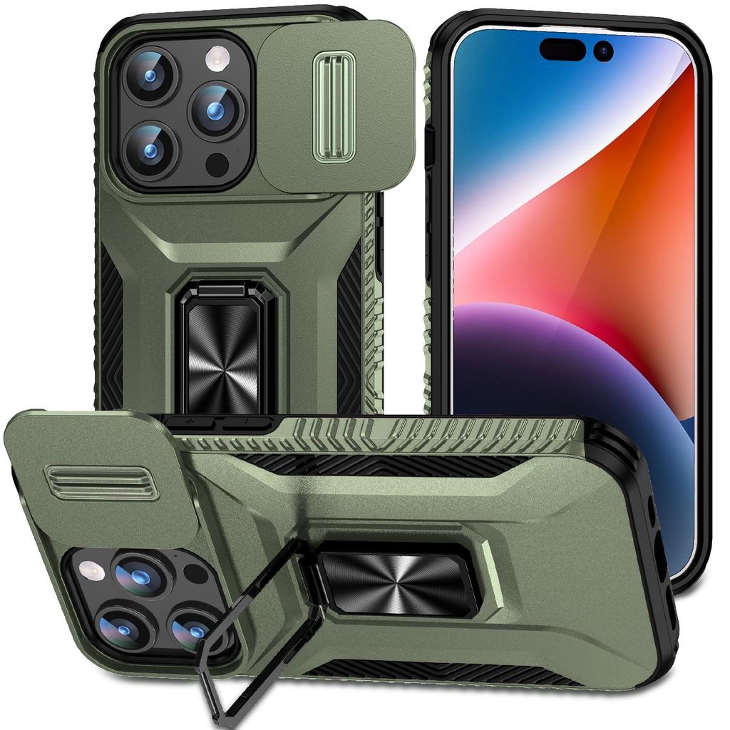 Applicable À Coque de Téléphone Portable IPhone11 Européenne et Américaine Fenêtre Coulissante Support Anneau Coque de Protection Deux-en-un
