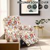 4Pcs Elastic Recliner Sofa Cover Printed Stretch Recliner Slipcovers with Side Pockets Non Slip Sofa Slipcovers for Living Room