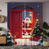 Modern Set Of 2 Christmas Santa Claus Tree Pattern Printed Curtains Decorations Home Room Curtain Polyester
