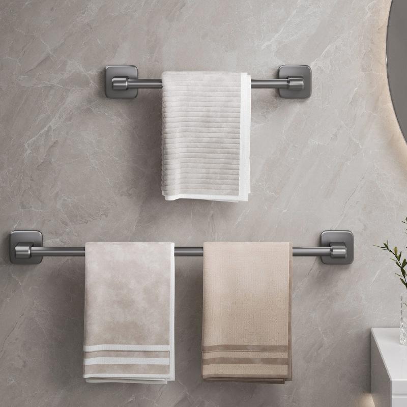 Space-Saving Aluminum Towel Rack: No-Punch Wall-Mounted Bathroom Storage with Single Bar