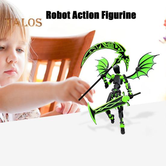 Devil Robot Action Figure with Wing Weapon Accessory Movable Joints 3D Printed Robot Model Toy Stress Relief Articulated Dummy Figurine Decoration