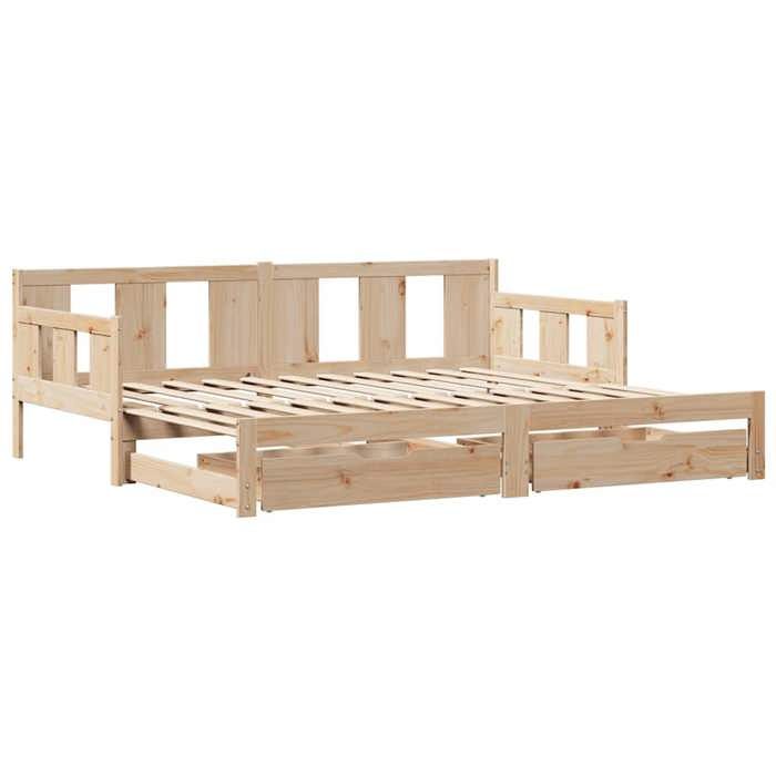 VidaXL Daybed and Trundle Bed and Drawers 90x190 Cm Solid Pine Wood, Sofa Bed, Guest Bed, Wooden Daybed, Bed 3302229