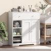 Bathroom Cabinet with 1 Drawer, 2 Doors, 3 Open Compartments, Scandinavian Style, 80x30x80.2cm, White