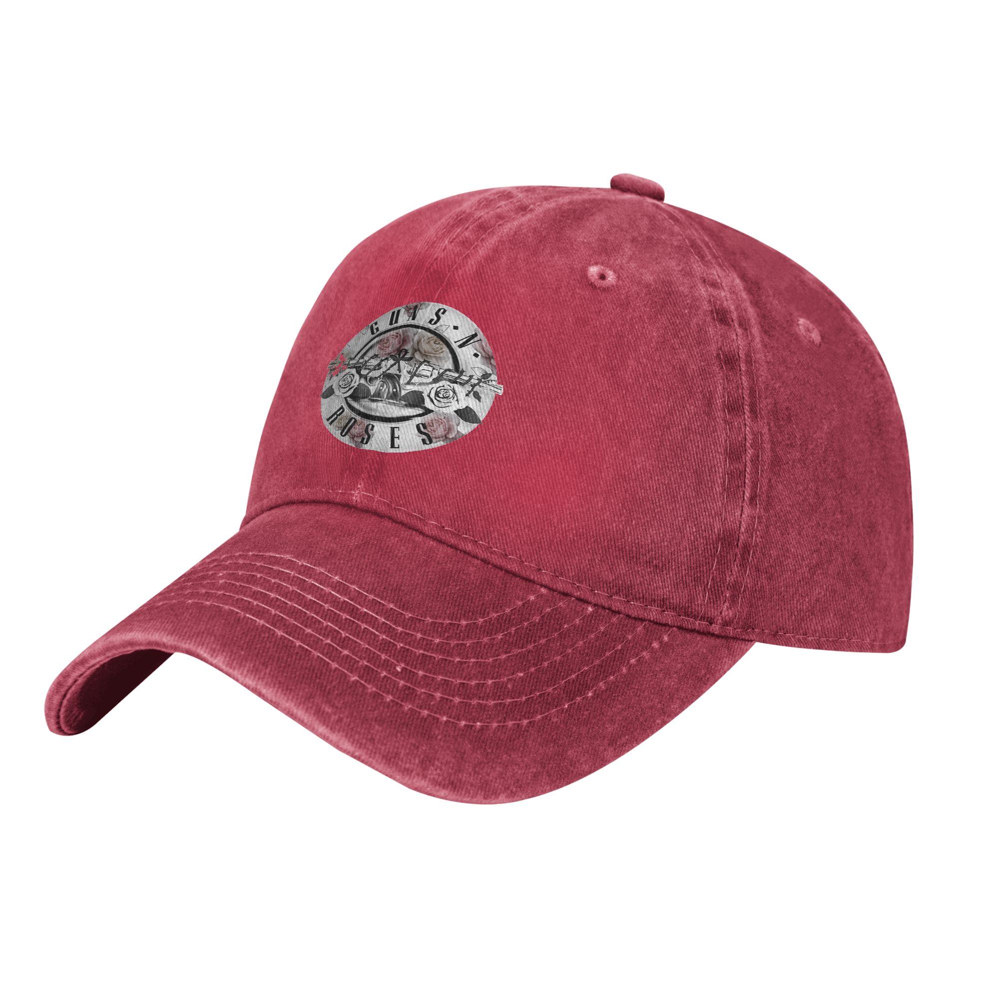 Vintage Guns N Roses Floral Bullet Baseball Cap Unisex Style Distressed Washed Sun Cap Outdoor Running Golf Adjustable Hats Cap One Size