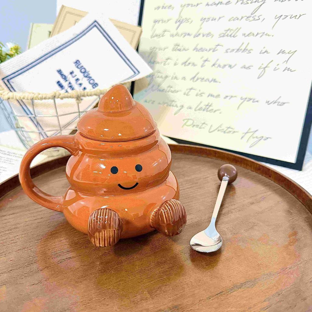Milk fufu cute foot water cup high value ceramic mug with lid and spoon girls office coffee cup