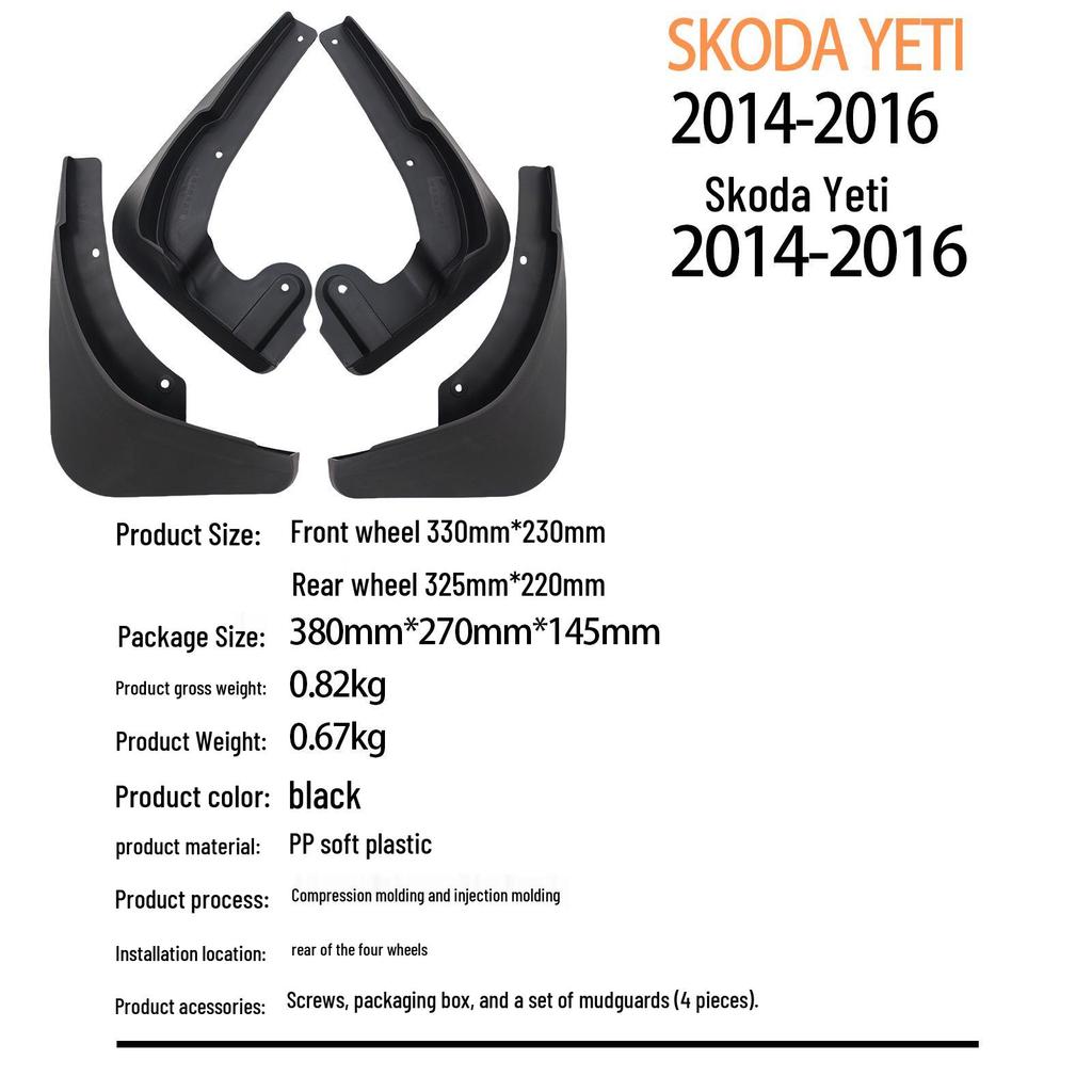 Opony i błotniki kompatybilne ze Skodą Yeti 2014-2015 do handlu transgranicznego