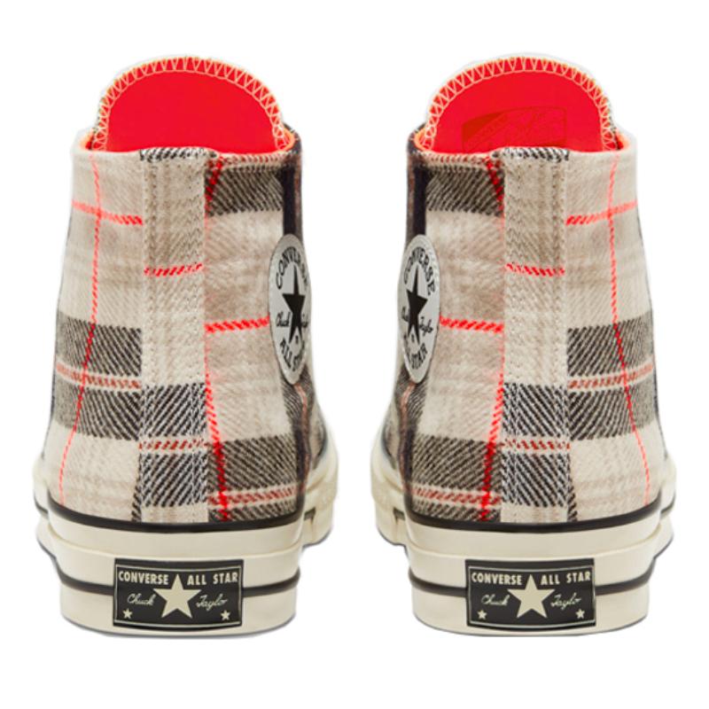 Converse All Star Plaid Chuck 1970s Round-toe Lace-up High-Top Canvas Shoes Unisex Off-White