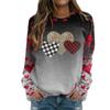 Women's Casual Round Neck Long Sleeve Pullover Valentine's Day Printed T-shirt Top