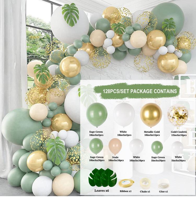 Kit Arche Guirlande de Ballons Vert Sauge Décoration de Mariage Anniversaire Enfants Adultes Ballons de Mariage Décoration de Baby Shower Globos
