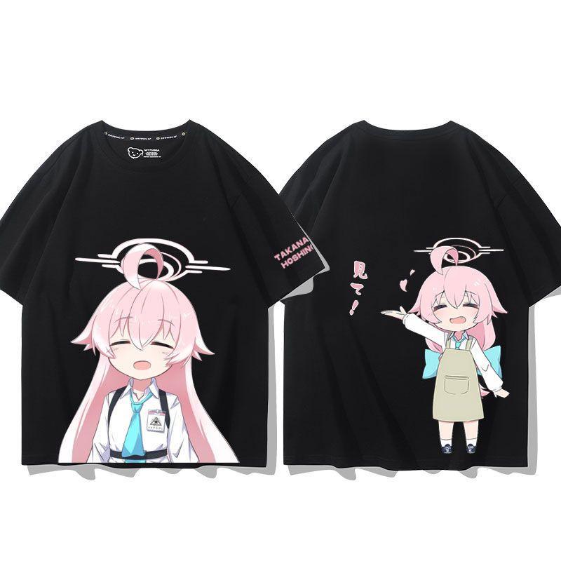 Anime Cosplay Blue Archive Azusa Fashion T-shirt Summer Shirt Fans Short Sleeves Man Girl Clothes Tees Gift Pure Cotton Tops