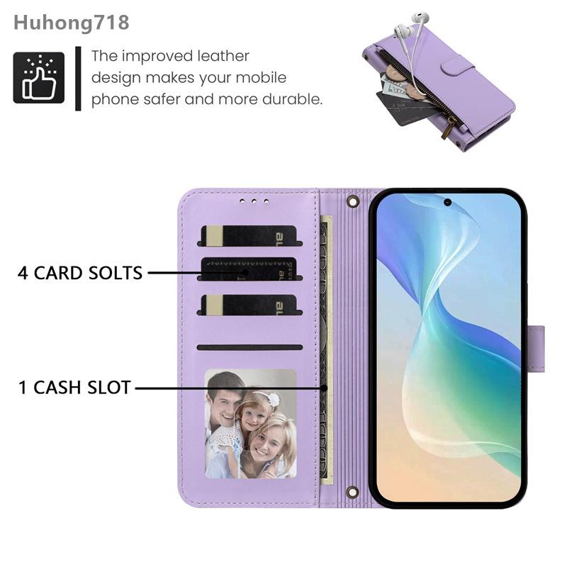For Honor X6 X6A X6B X6S X7A X7b X7C X7E X8 X8A X8B X9 X9A X9b 4G 5G Case Zipper Coin Purse Flip Leather Cover Crossbody Bag Wireless Charging