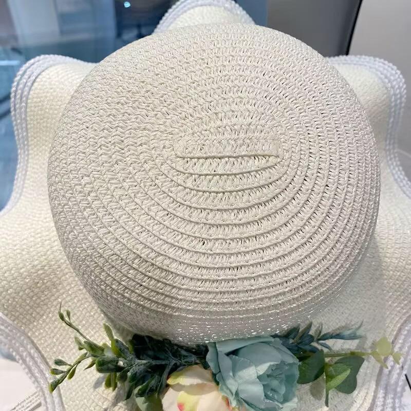 Early spring new beach travel sunscreen hat fashionable flower summer UV protection sunshade straw hat