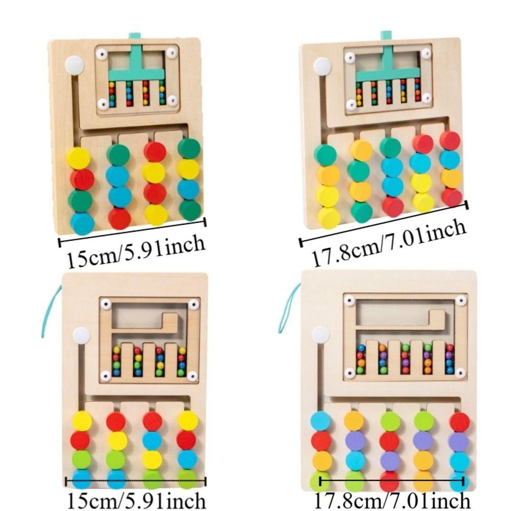 Color Sorting Montessori Sliding Puzzle Board Wooden Wooden Rolling Toy  Fine Motor Training