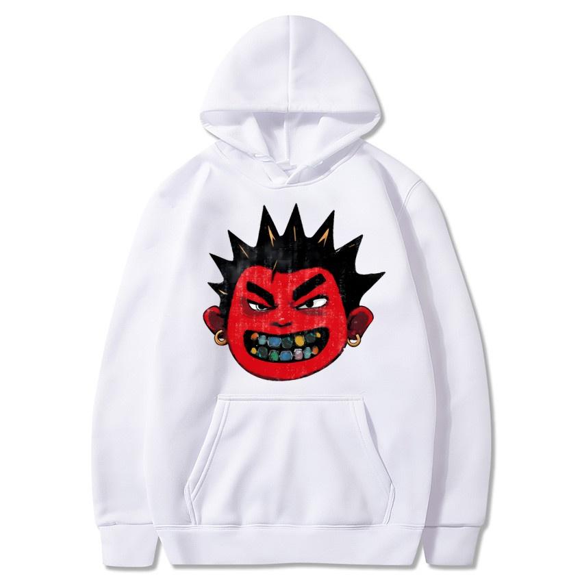 Autumn Winter Red Face Boys' Printed Solid Color Hoodie Daily Casual Hoodie Classic Coat Warm Street Sweatshirt Gift