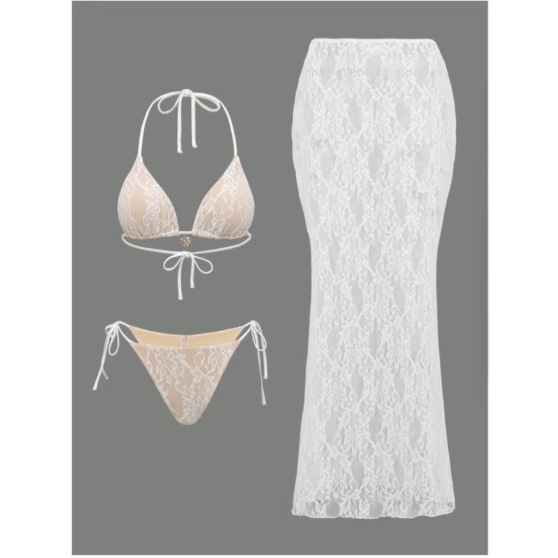 Europäischer und Amerikanischer Neuer Badeanzug Strand Sexy Spitze Ausgeschnitten Dreiteiliger Geteilter Badeanzug Bikini Bikini