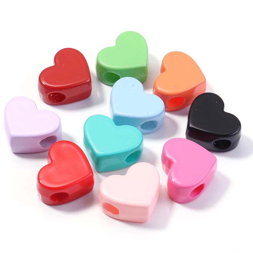 

10pcs Star Acrylic Beads Cream Color Heart Big Hole Loose Beads For Jewelry Making DIY Necklace Bracelet Keychain Accessories