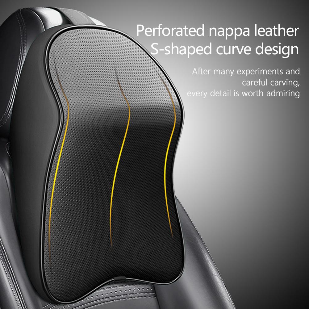 3D Nappa Leather Memory Foam Headrest Car Neck Pillow Support Neck Rest Pillow for Car Pain Relief Travel Neck Support
