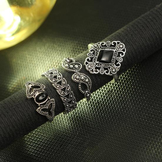 Comfortable Opening Ring Rhinestone Inlay Alloy Stackable