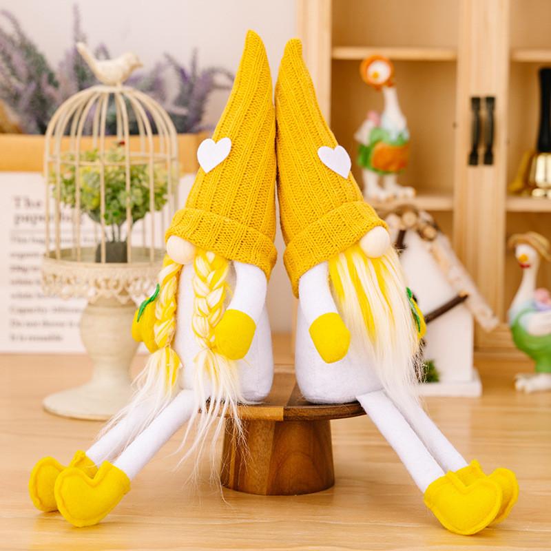 Whimsical Yellow Knitted Lemon Gnome Figure Ideal For Summer Themed Parties And Home Styling