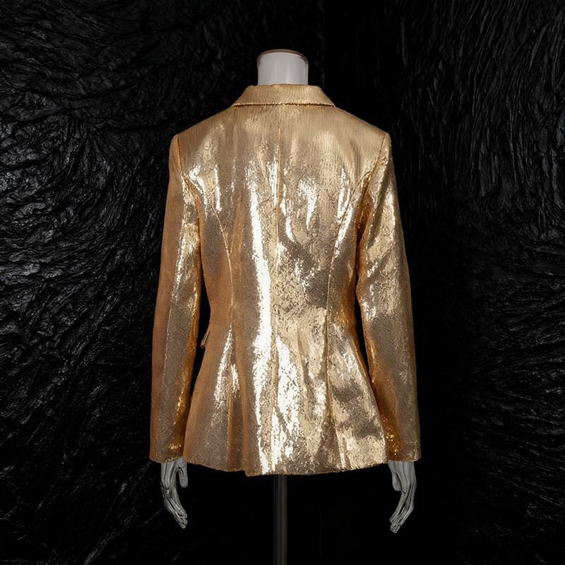 Traje de Pantalón de Moda Tendencia Cuello Personalizado con Lentejuelas Top de Color Sólido + Micro