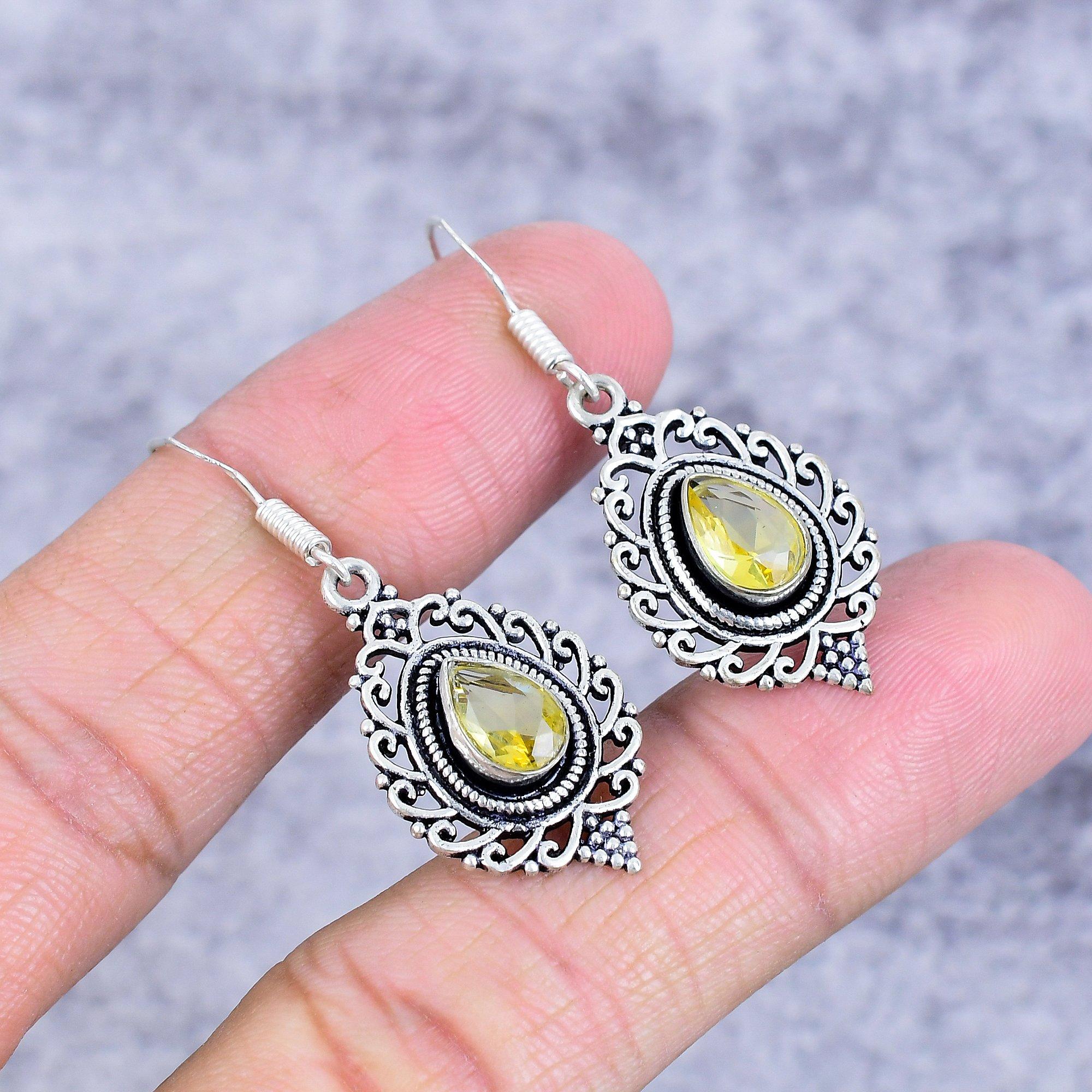 

Citrine Gemstone Handmade 925 Sterling Silver Jewelry Earring 1.77 M-2699