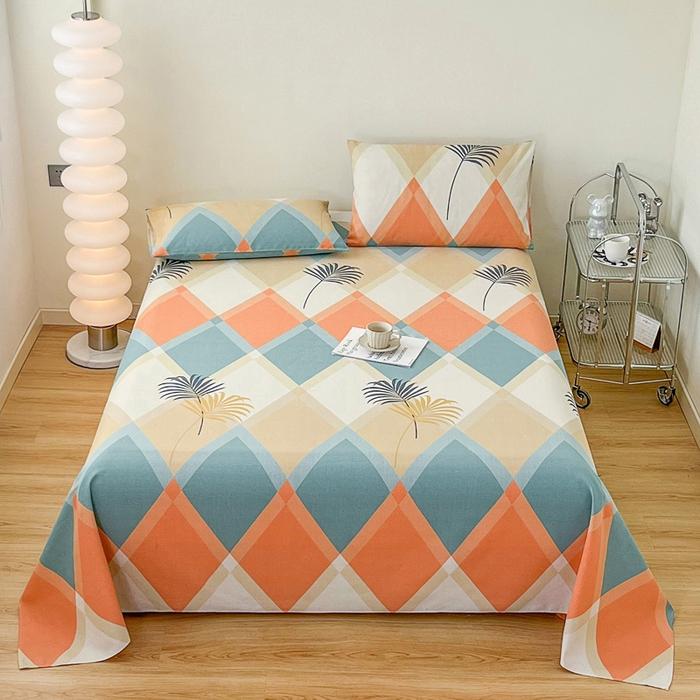 Checkered Pattern Bed Sheet Set Cotton Bed Sheets with Pillowcases Thickened Extra Soft Bedding Set Skin-friendly Breathable